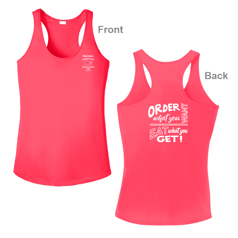 Women's Order What You Want Razer Back Tank - Left Chest & Back Imprint